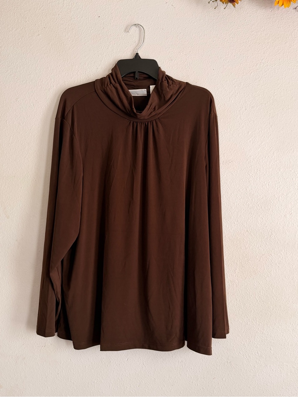 Susan Graver Chocolate Brown Long Sleeve Turtleneck Top